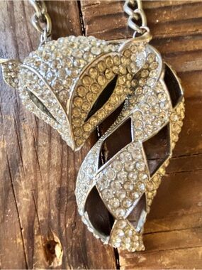Rhinestone Fox Pendant Necklace - Silver Sparkle